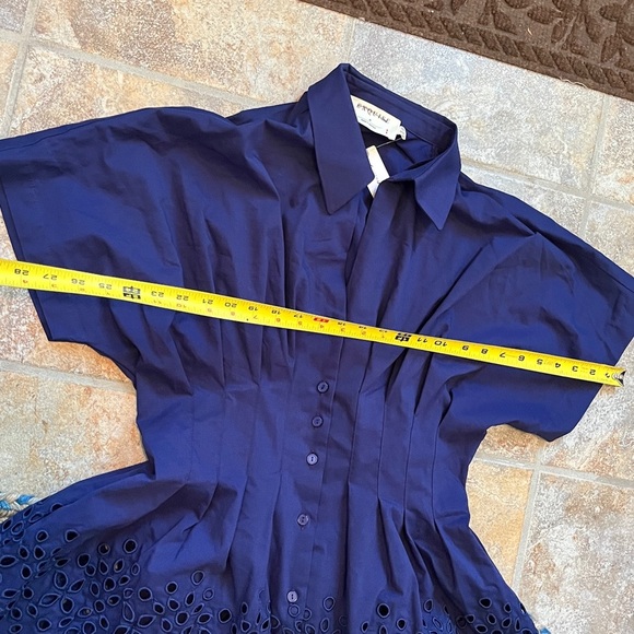 Anthropologie x Exquise The Tobie Button-Front Pleated Mini Shirt Dress Med NWT - Picture 14 of 16